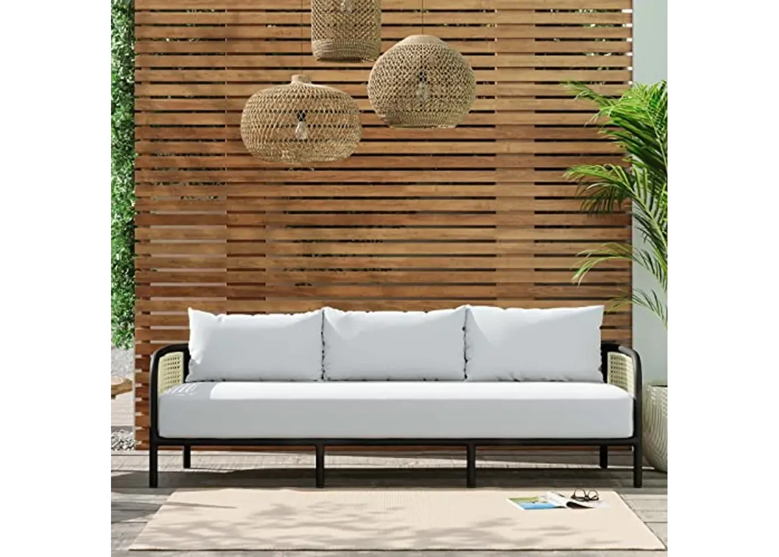 Modway Hanalei Outdoor Patio Sofa in Ivory White