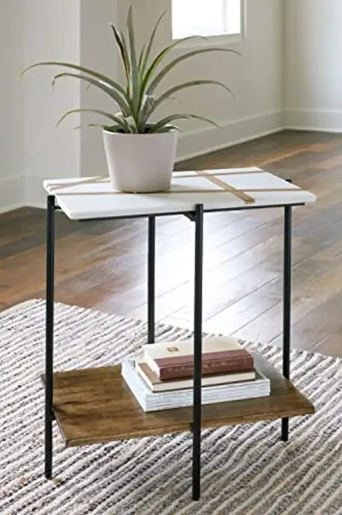Signature Design by Ashley Braxmore Accent Table, White & Light Brown