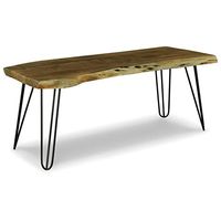 Signature Design by Ashley Haileeten Contemporary Accent Bench with Live Edge Top, Light Brown & Black
