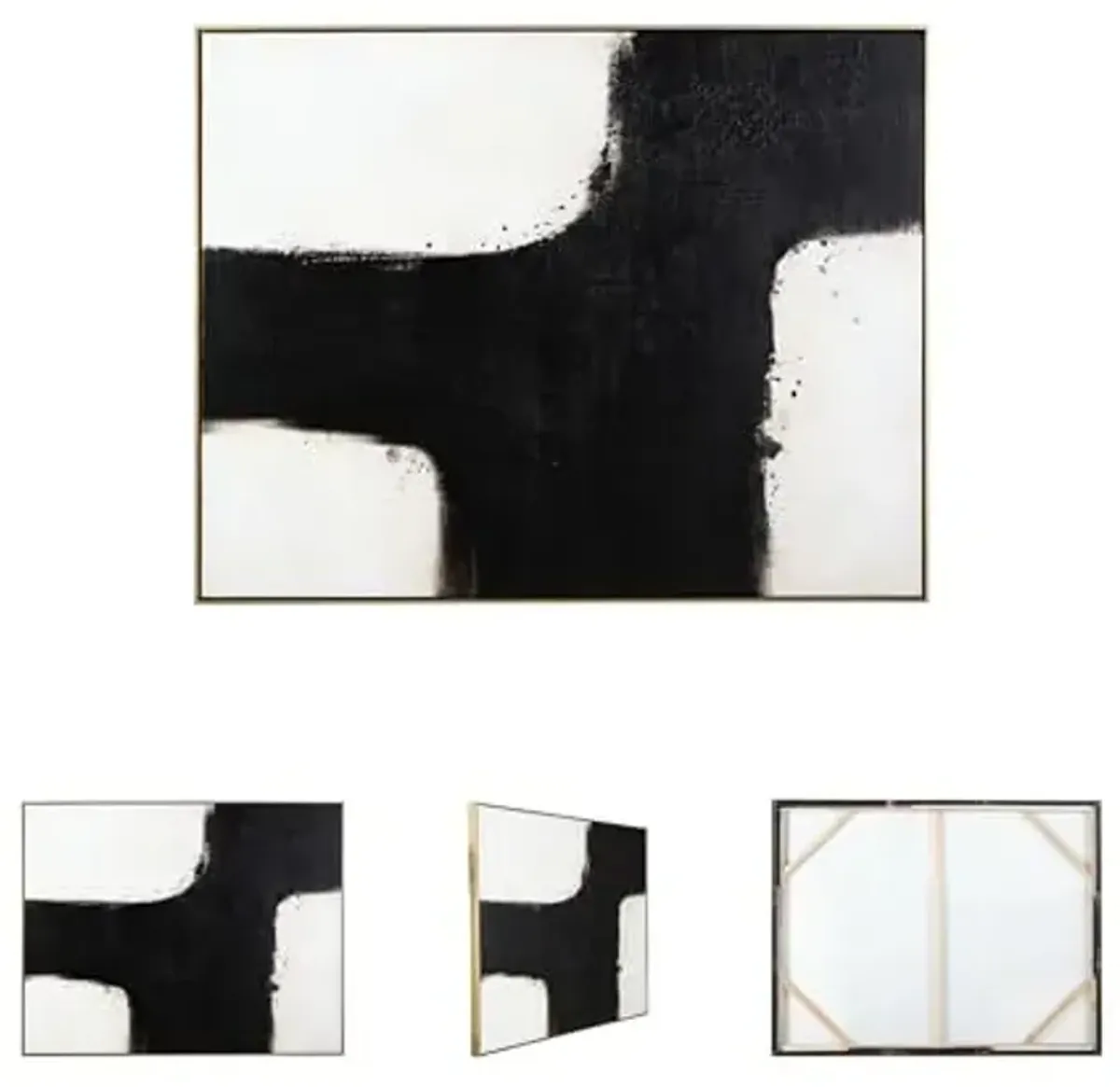 Signature Design by Ashley Reighlea Modern Rectangular Framed Gallery Wrapped Canvas Wall Art 50x39 Inches, Black & White