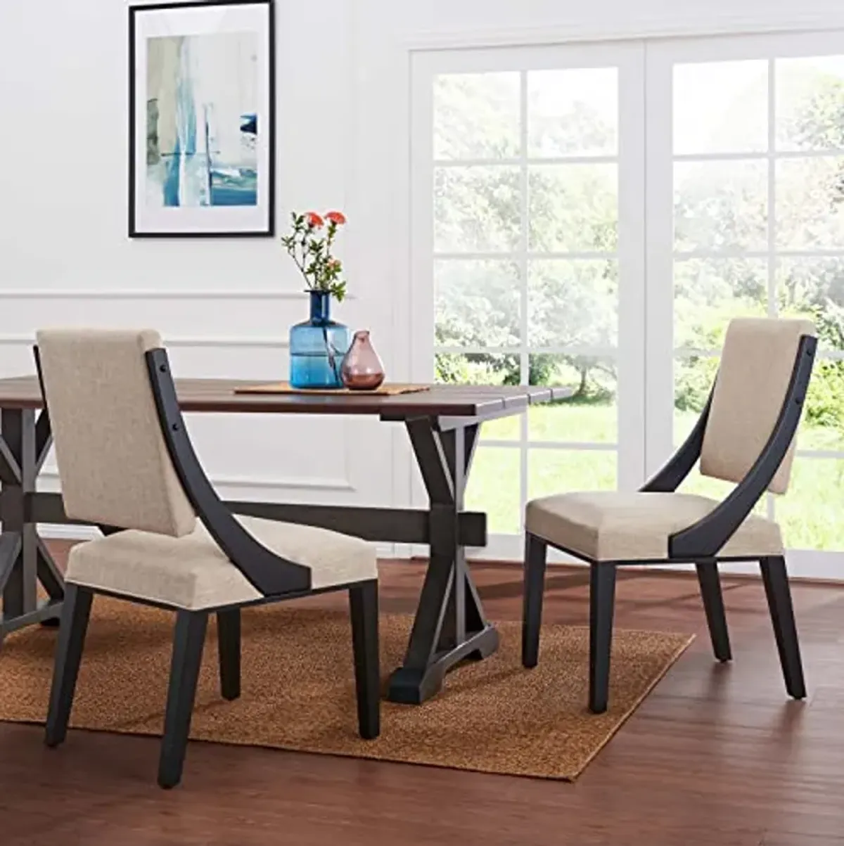 Modway EEI-4553-BEI Cambridge Upholstered Fabric Dining Chairs - Set of 2, Beige