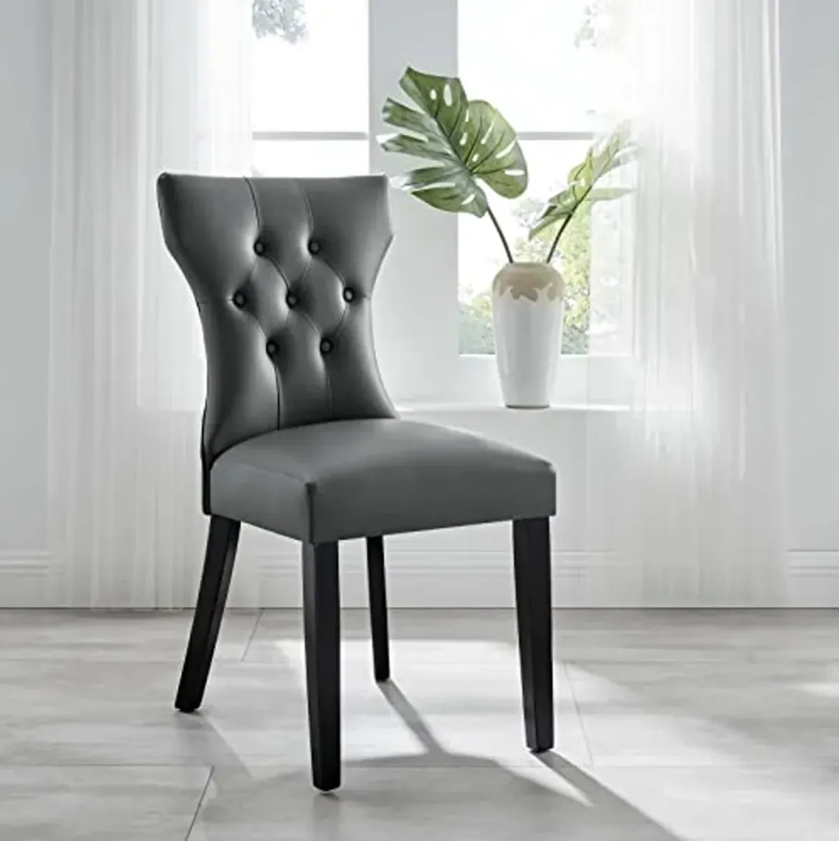 Modway EEI-812-GRY Silhouette Dining Vinyl Side Chair, Gray