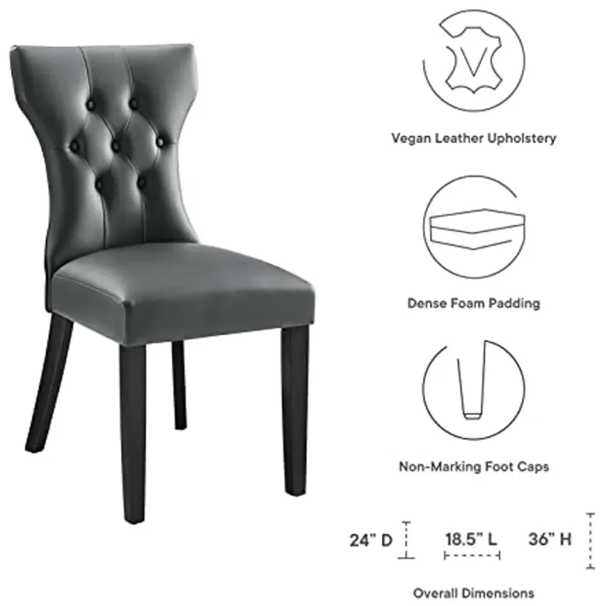 Modway EEI-812-GRY Silhouette Dining Vinyl Side Chair, Gray