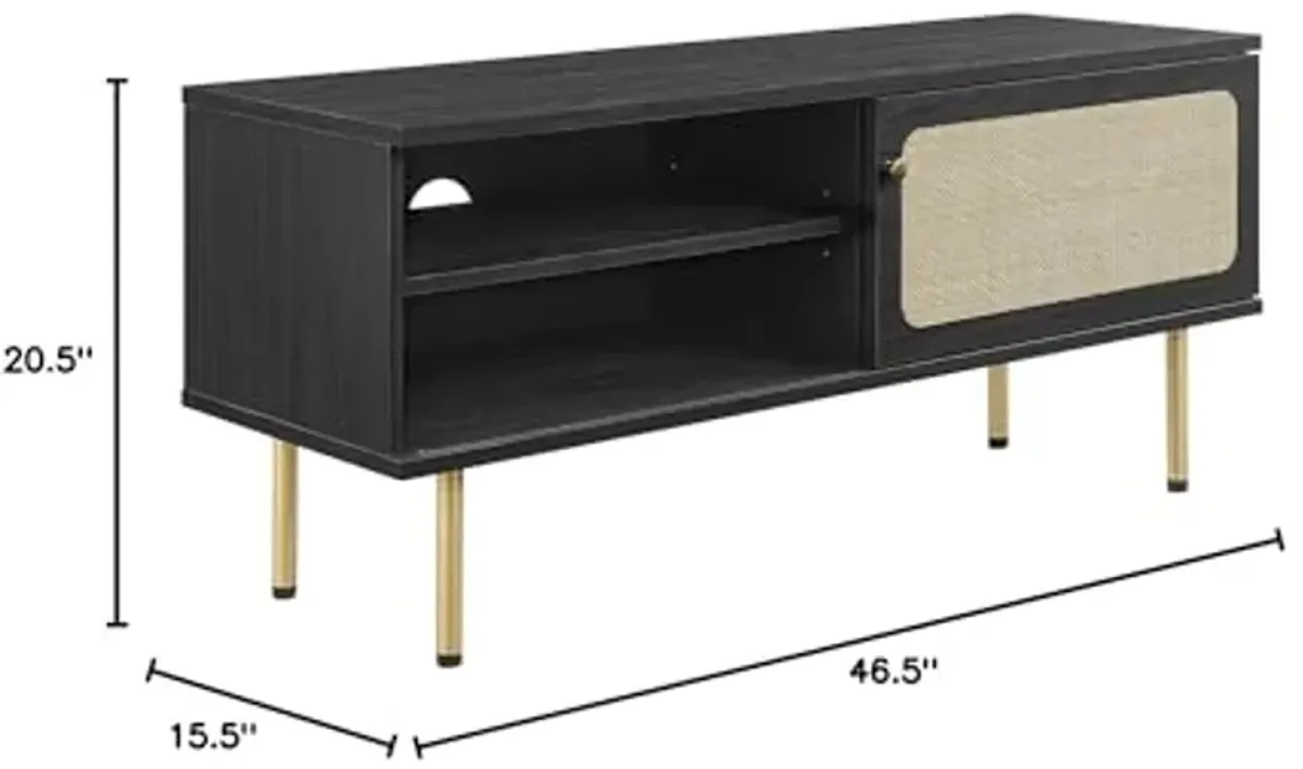 Modway Cambria Rattan TV Stand, 47 Inch, Black