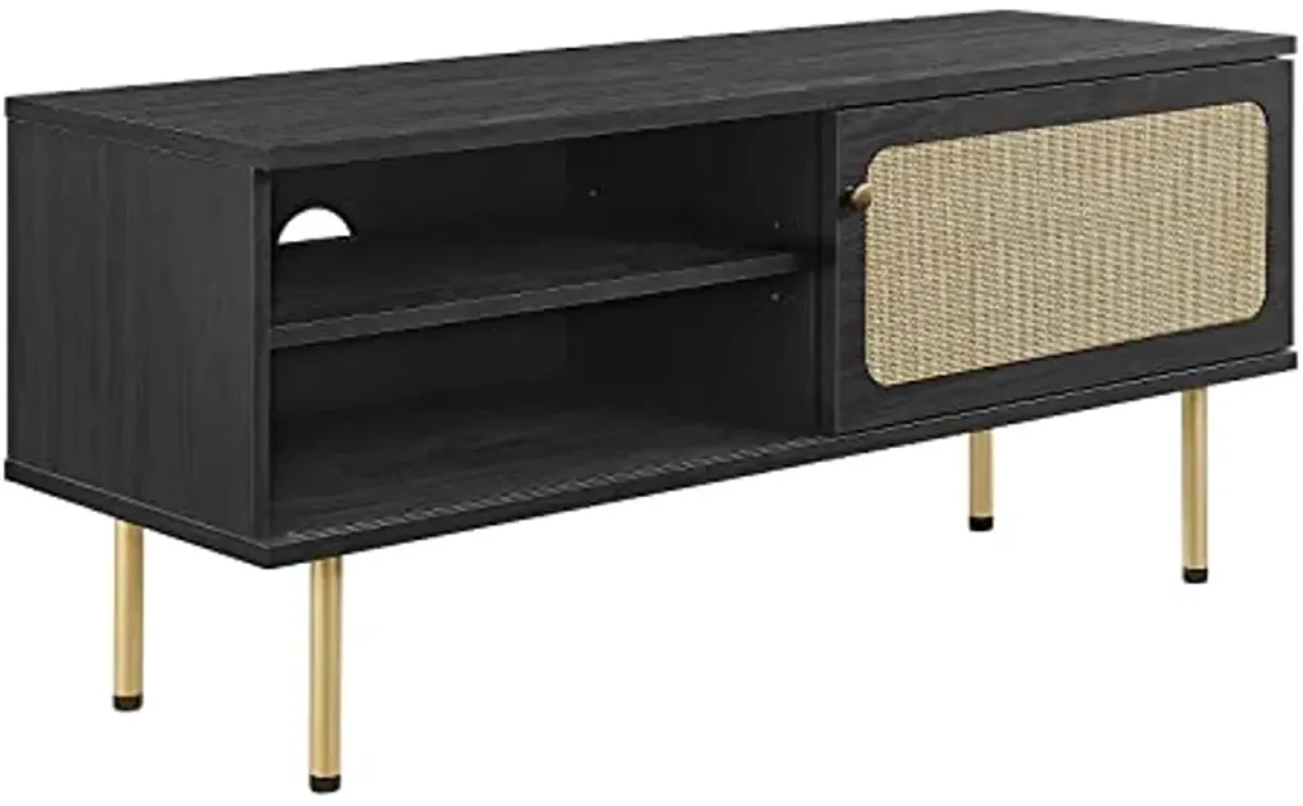 Modway Cambria Rattan TV Stand, 47 Inch, Black