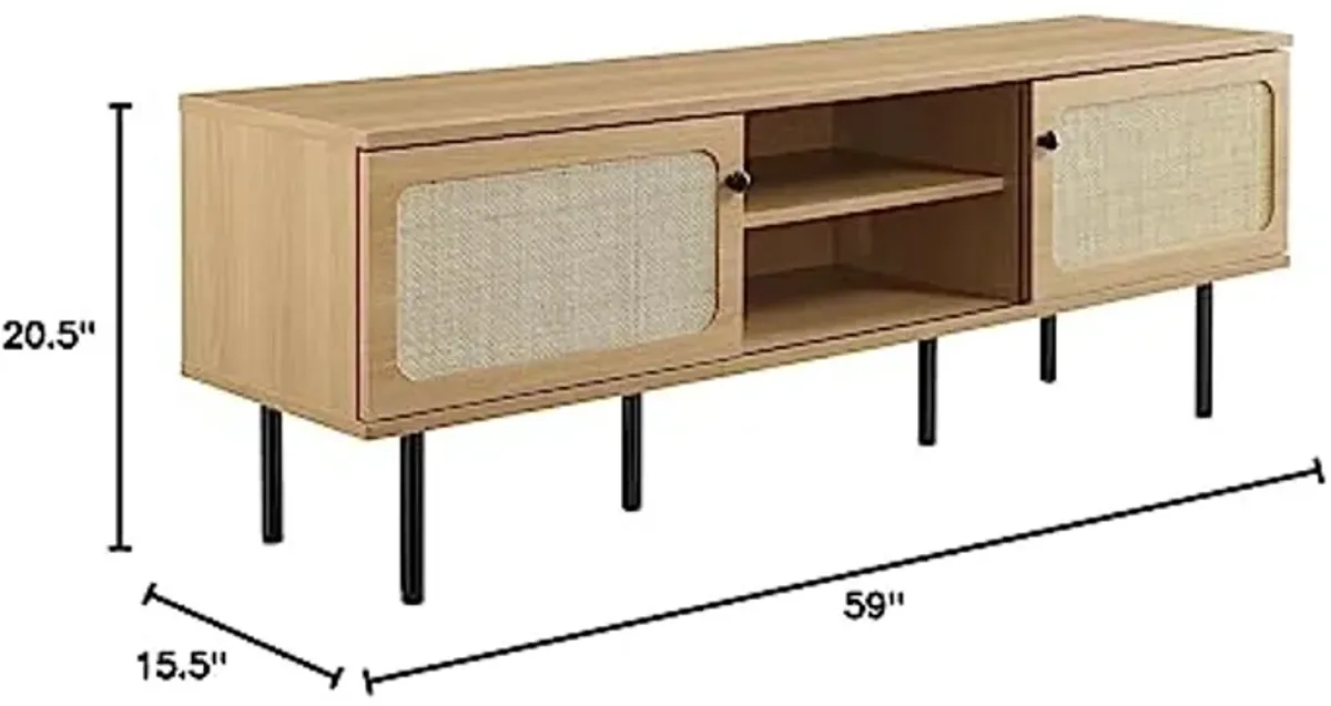 Modway Cambria Rattan TV Stand, 60 Inch, Oak