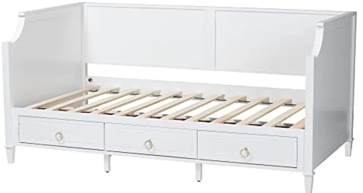 Baxton Studio Lowri Daybed, Twin, White/Gold