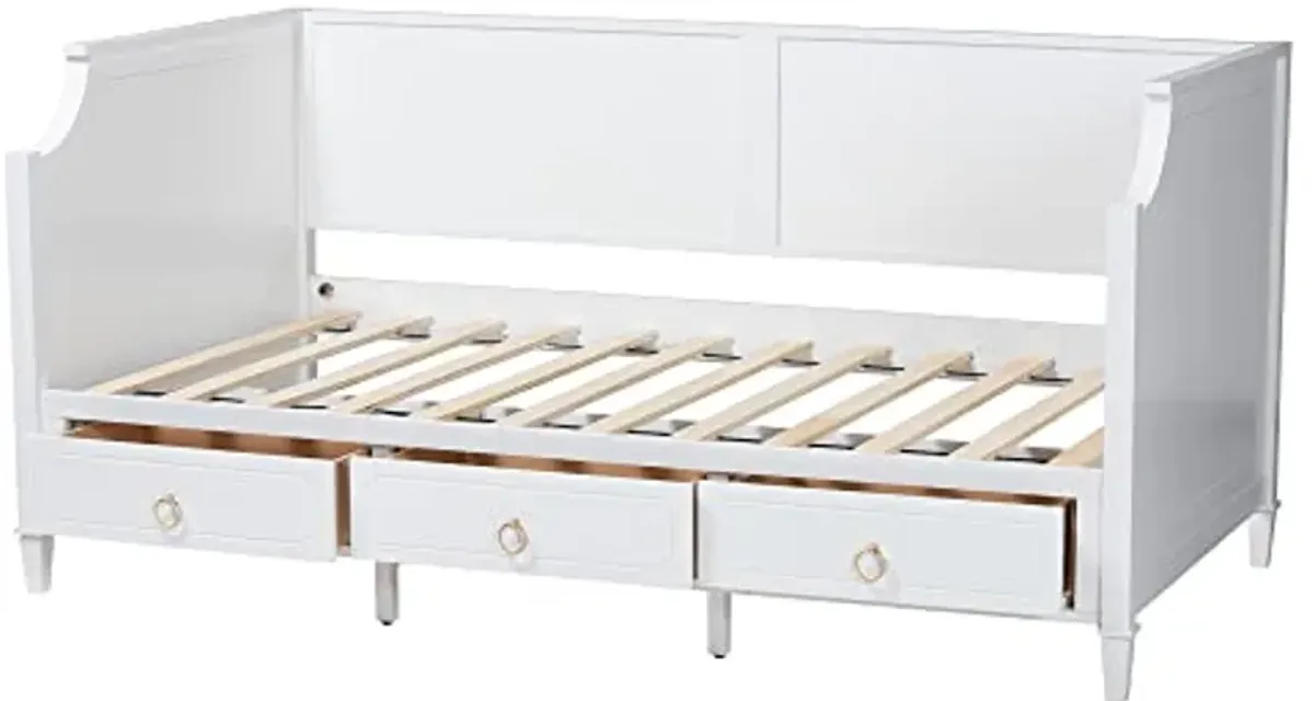 Baxton Studio Lowri Daybed, Twin, White/Gold