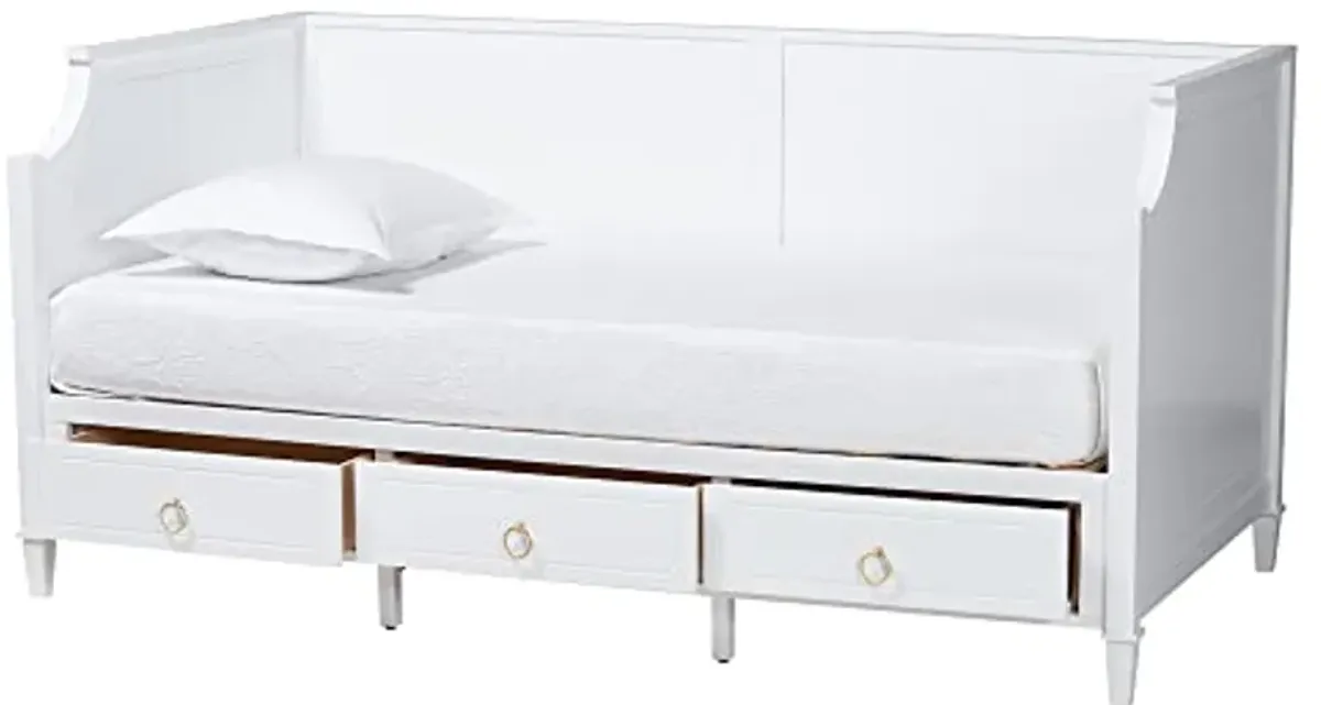 Baxton Studio Lowri Daybed, Twin, White/Gold