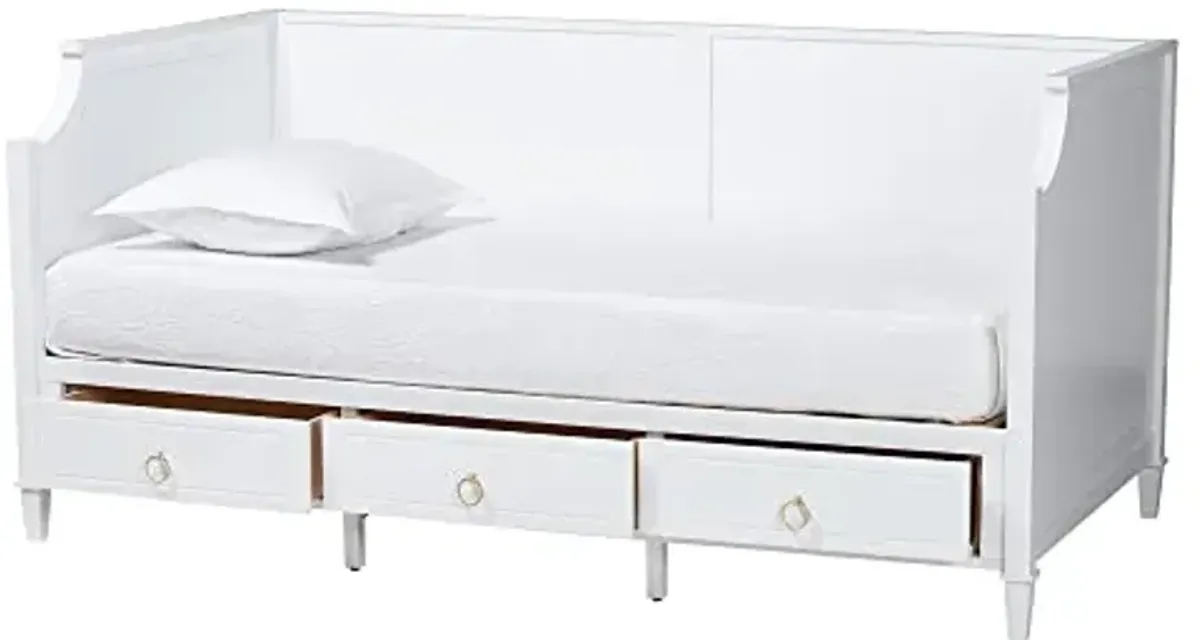 Baxton Studio Lowri Daybed, Twin, White/Gold
