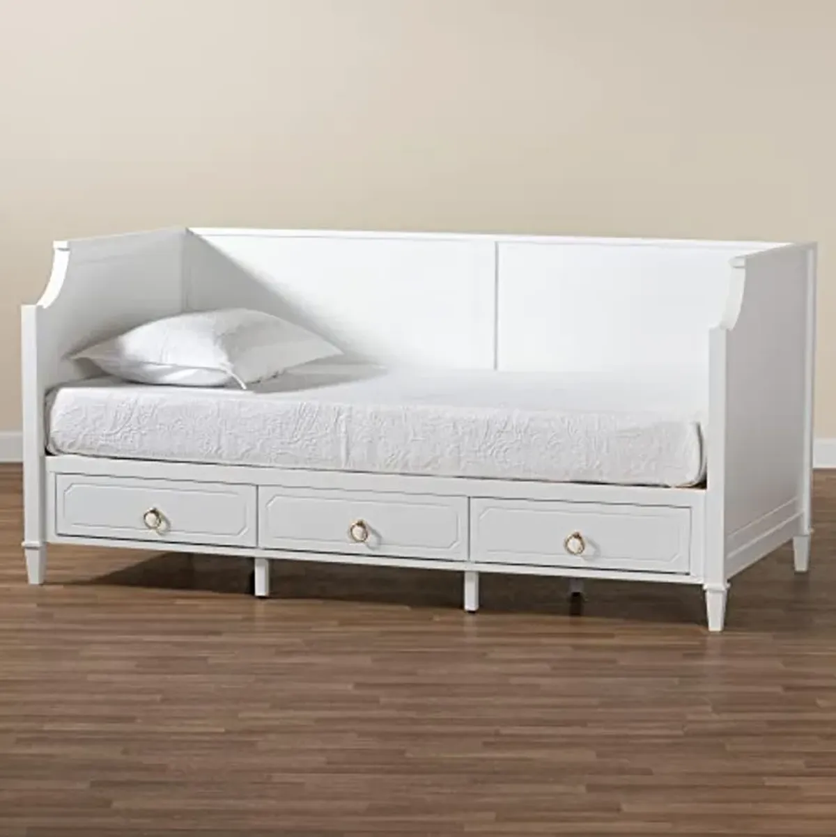 Baxton Studio Lowri Daybed, Twin, White/Gold