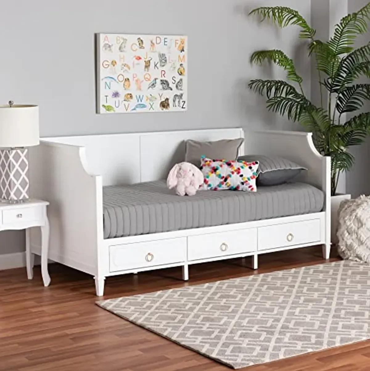 Baxton Studio Lowri Daybed, Twin, White/Gold