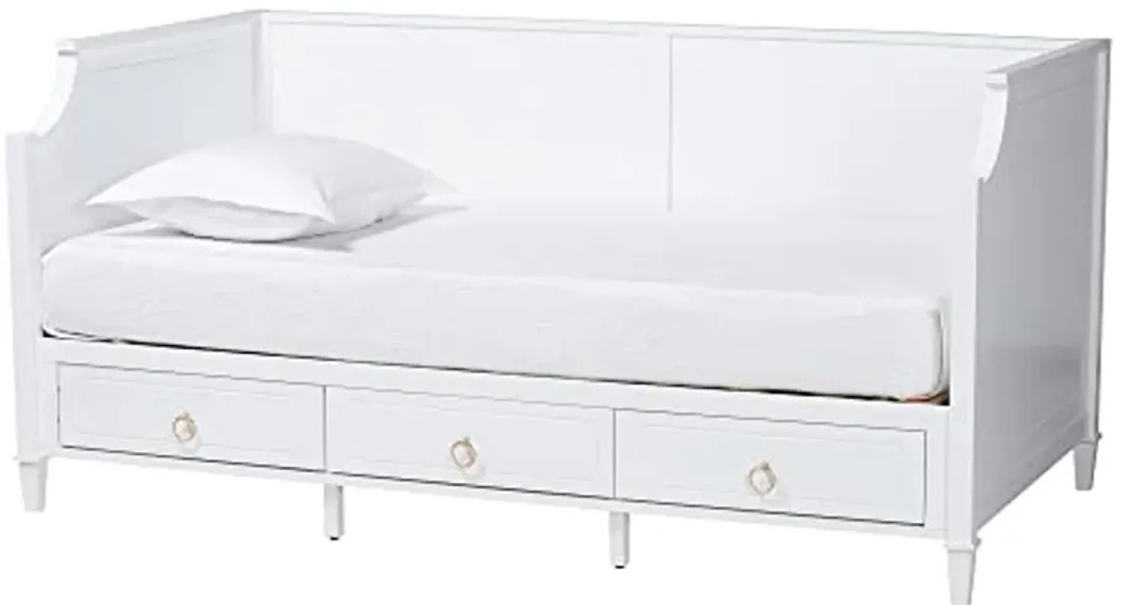 Baxton Studio Lowri Daybed, Twin, White/Gold