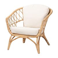 Baxton Studio Feya Chair, One Size, White/Natural Brown