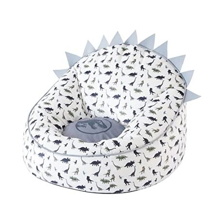 Idea Nuova Jurassic World White Round Bean Bag Chair with Decorative Spikes for Kids, Large