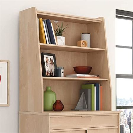 Sauder Clifford Place Engineered Wood Library Hutch in Natural Maple Finish