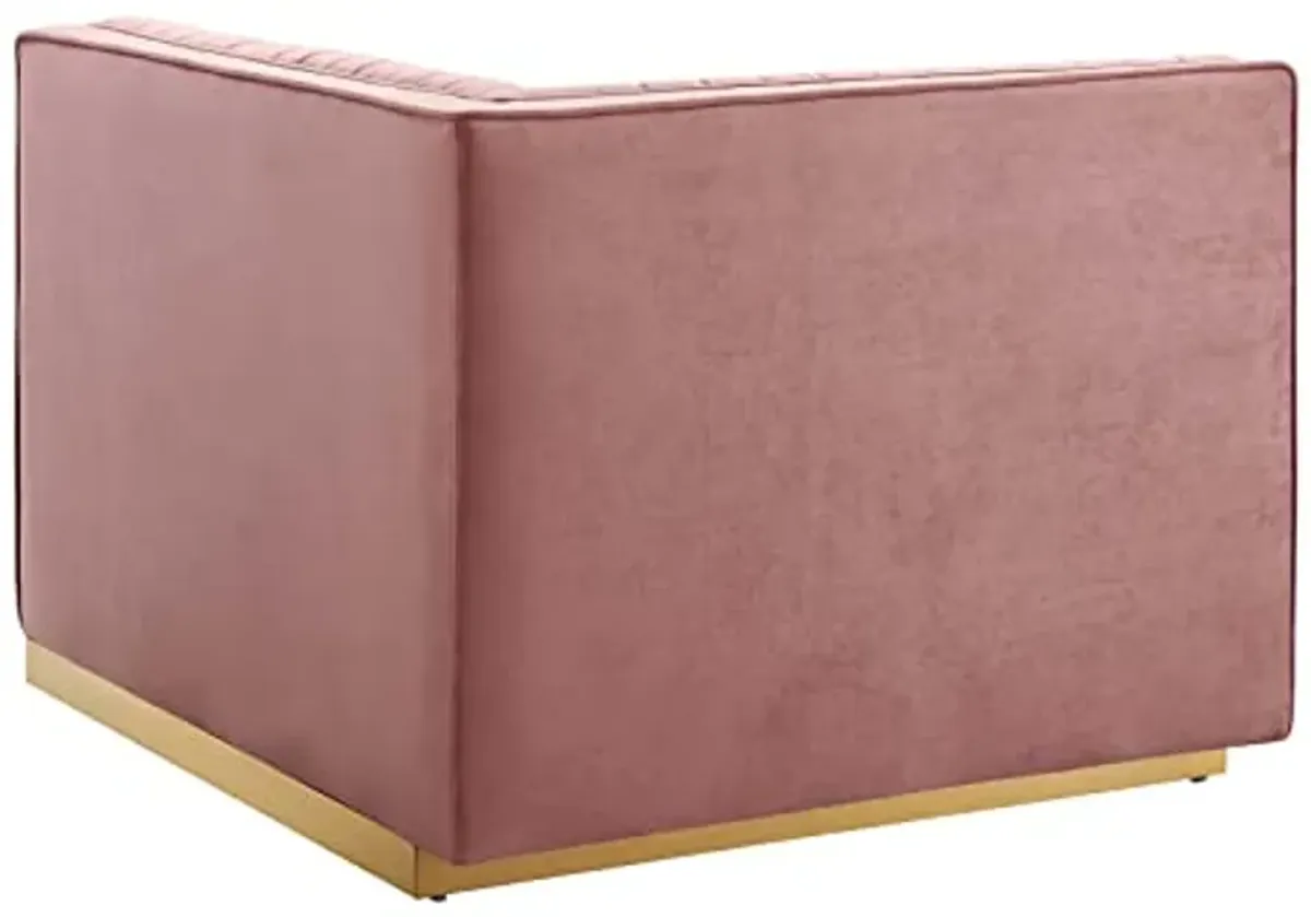 Modway Sanguine Channel Tufted Performance Velvet Modular Sectional, 4-Piece Left-Facing Sofa, Dusty Rose