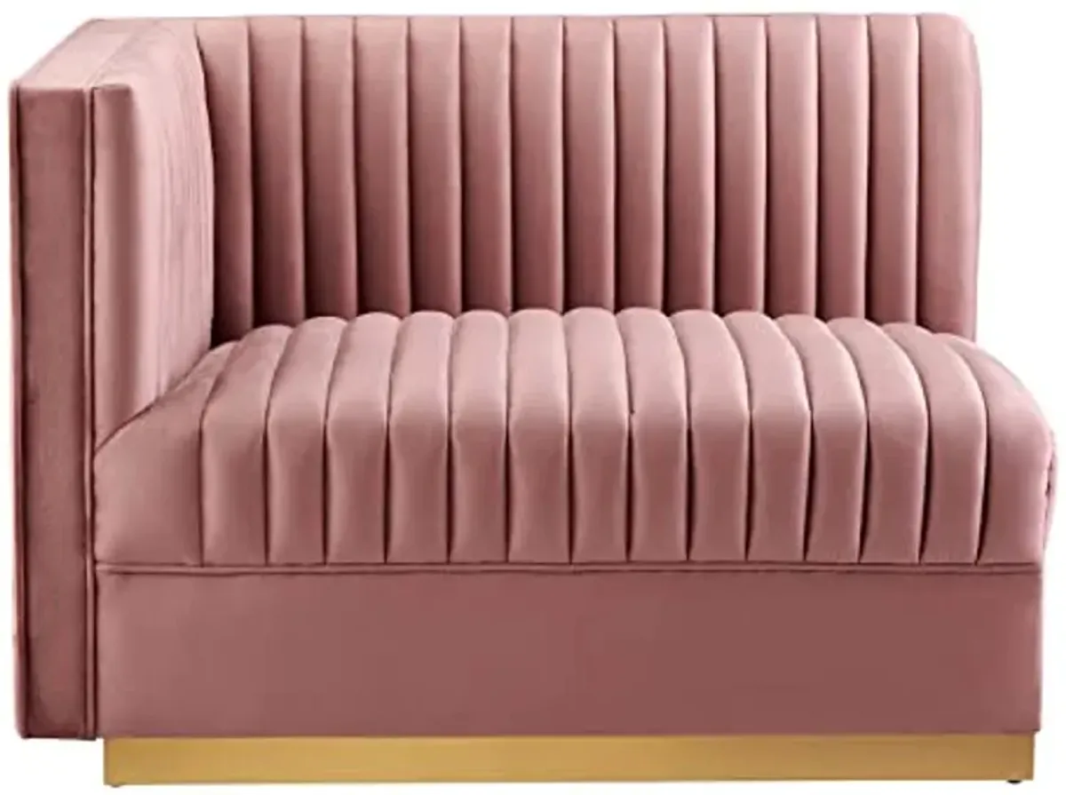 Modway Sanguine Channel Tufted Performance Velvet Modular Sectional, 4-Piece Left-Facing Sofa, Dusty Rose