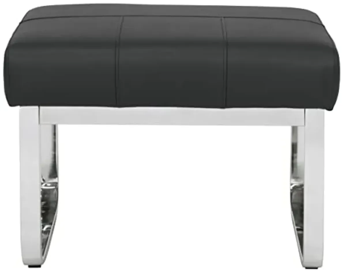 Studio Designs Home Allure Blended Leather Ottoman in Black