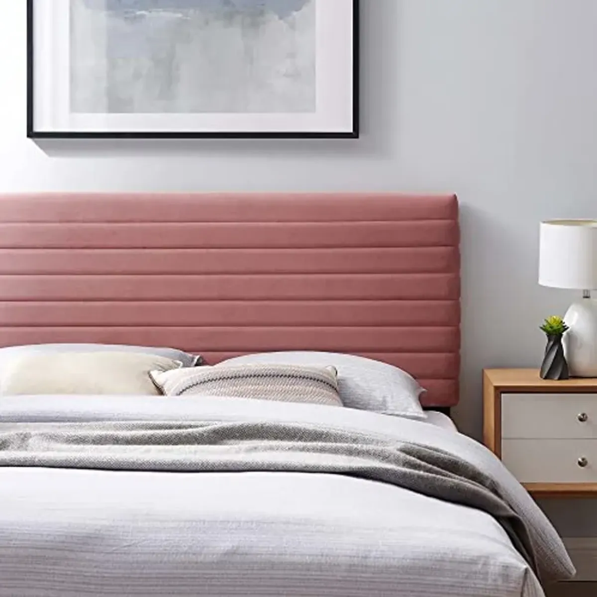 Modway Tranquil Modern Performance Velvet Full/Queen Headboard in Dusty Rose