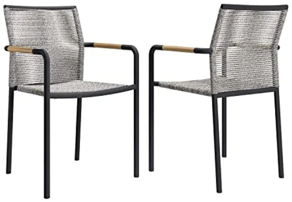 Modway Serenity Aluminum Outdoor Patio Armchairs in Light Gray (Set of 2)