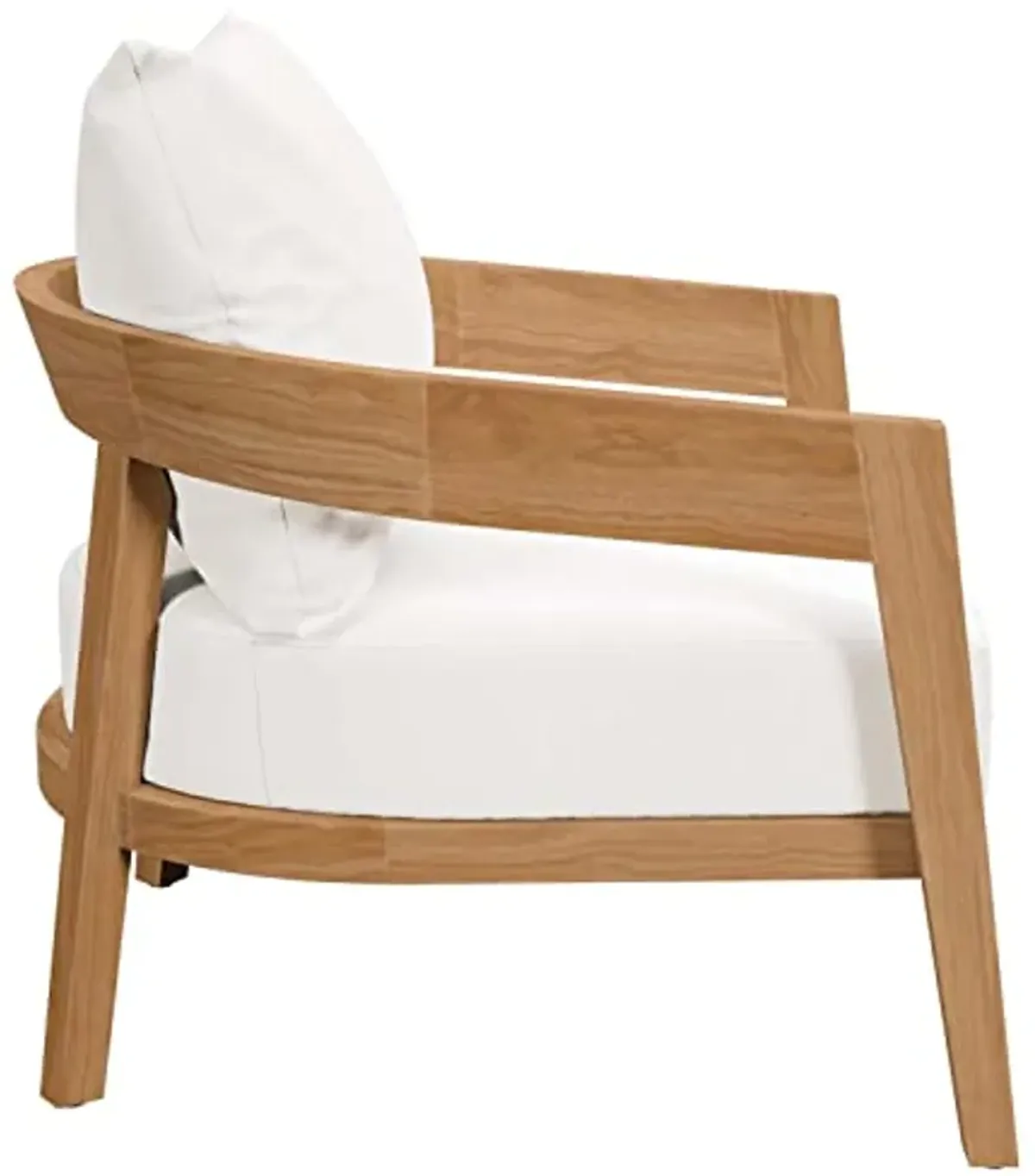 Modway Brisbane Modern Fabric/Teak Wood Outdoor Armchair in White/Natural