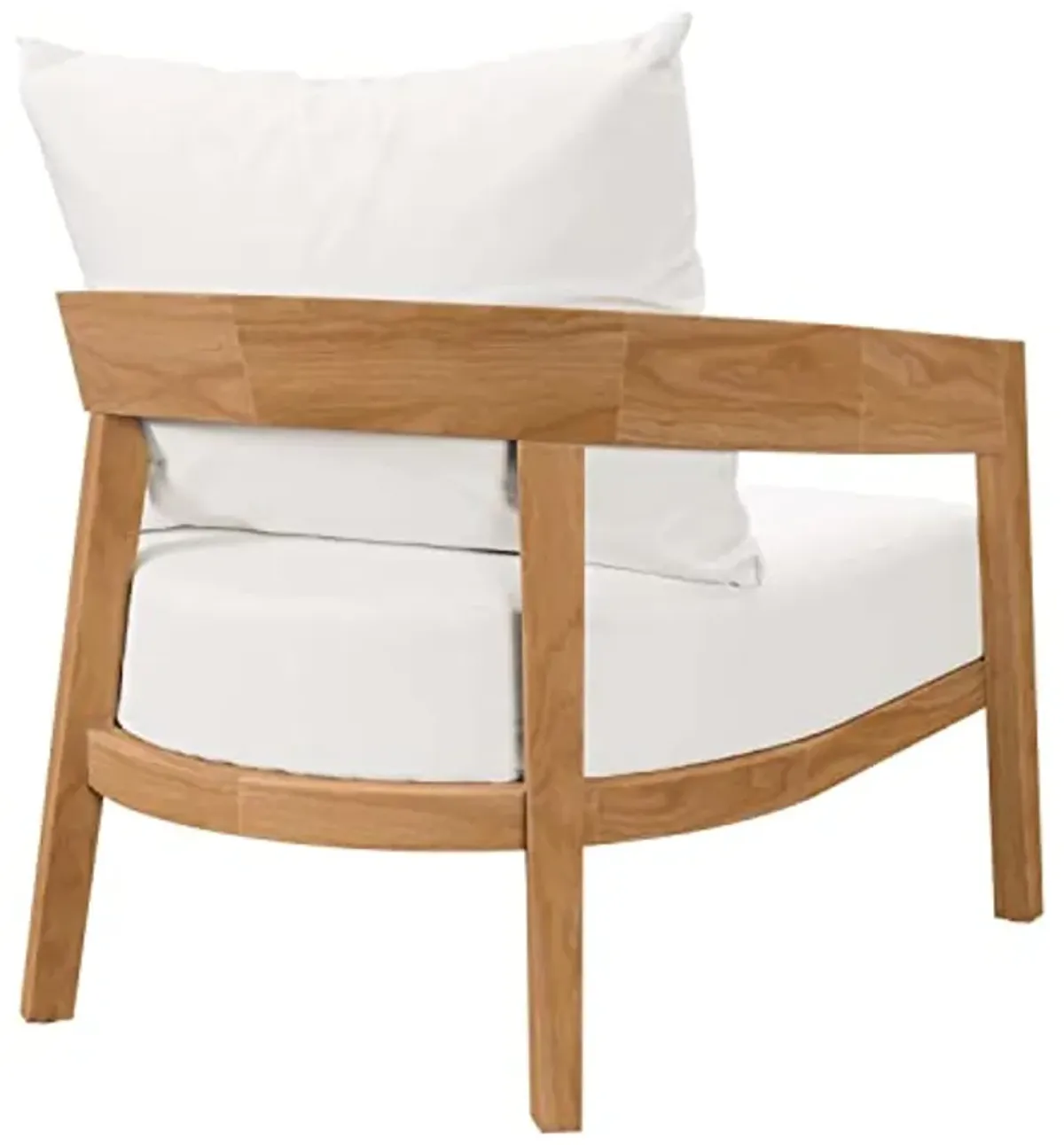 Modway Brisbane Modern Fabric/Teak Wood Outdoor Armchair in White/Natural