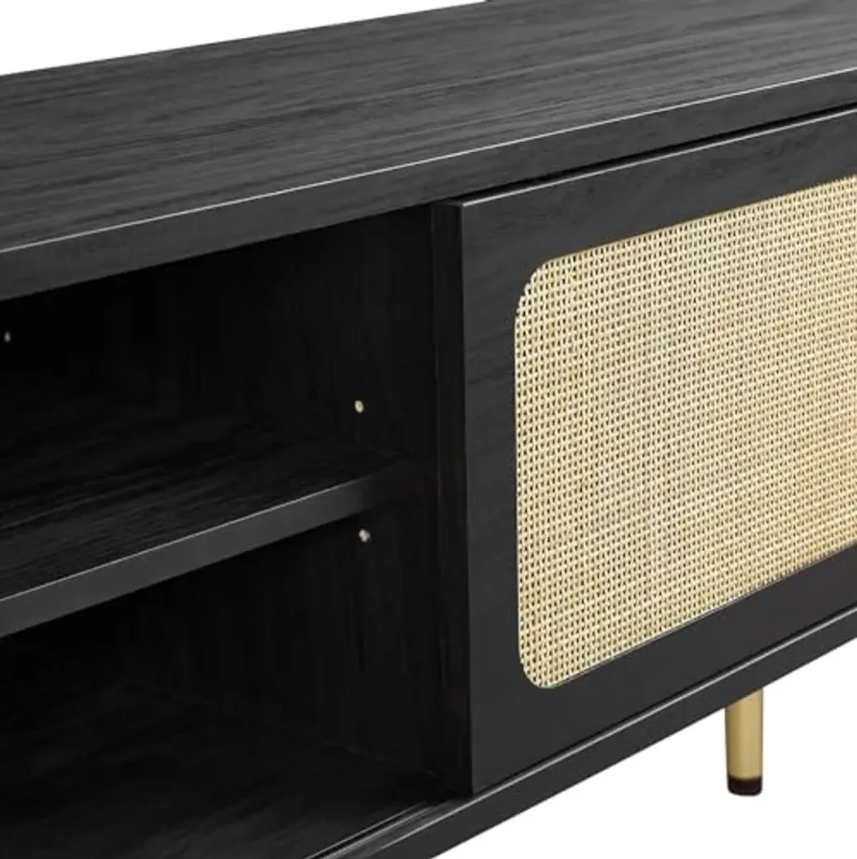 Modway Cambria Rattan and Particleboard TV Stand for TVs up to 70" in Black