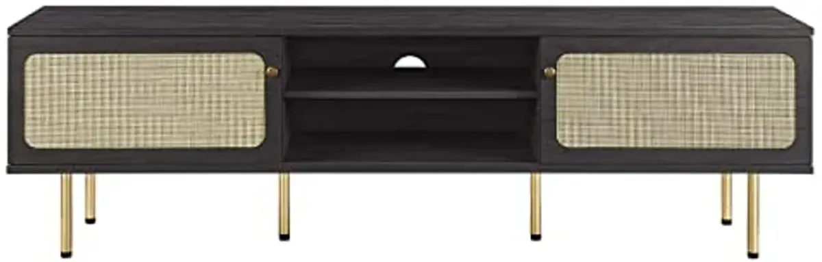 Modway Cambria Rattan and Particleboard TV Stand for TVs up to 70" in Black