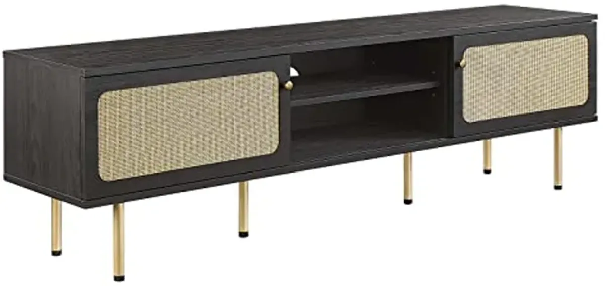 Modway Cambria Rattan and Particleboard TV Stand for TVs up to 70" in Black