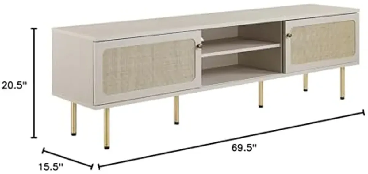 Modway Cambria Rattan and Particleboard TV Stand for TVs up to 70" in White