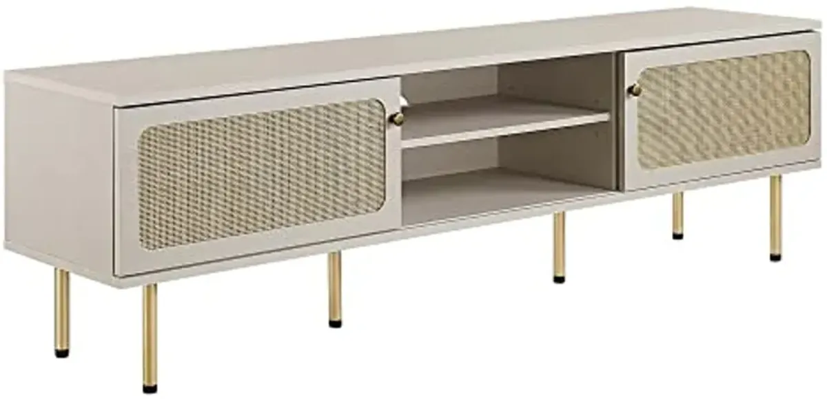 Modway Cambria Rattan and Particleboard TV Stand for TVs up to 70" in White