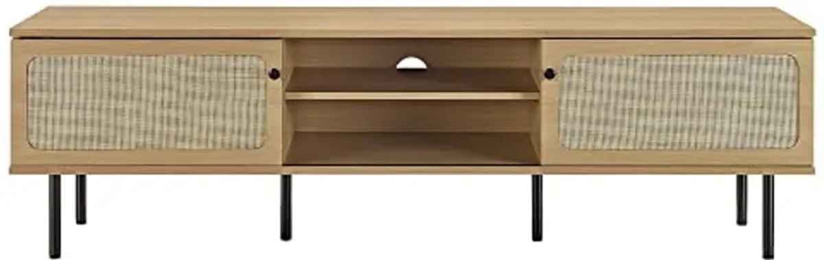 Modway Cambria Rattan and Particleboard TV Stand for TVs up to 70" in Oak