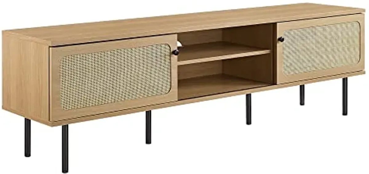 Modway Cambria Rattan and Particleboard TV Stand for TVs up to 70" in Oak