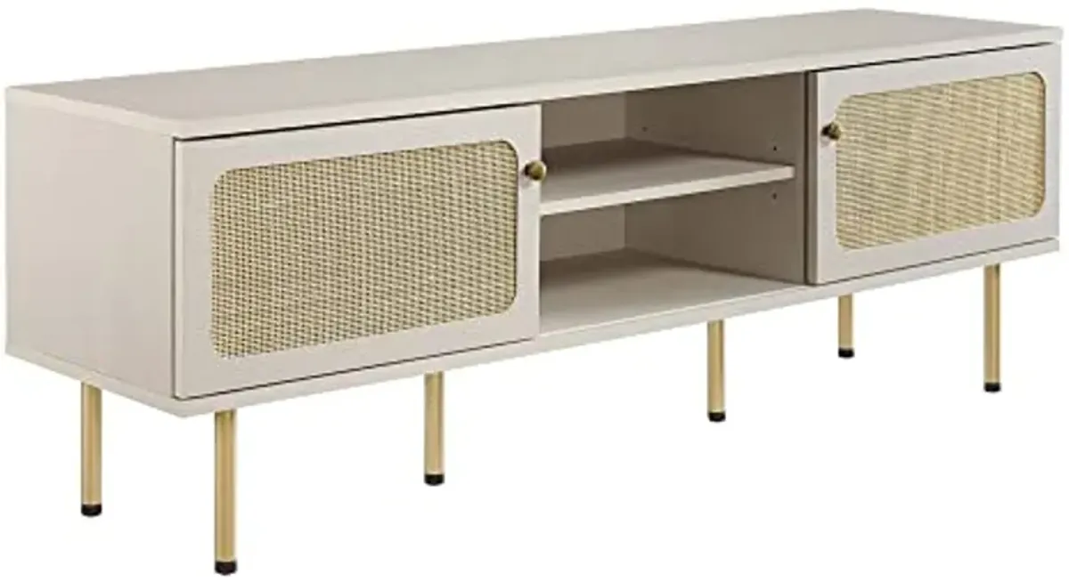 Modway Cambria Rattan and Particleboard TV Stand for TVs up to 60" in White