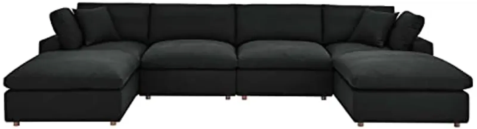 Modway Commix 6-Piece Fabric Down Filled Sectional Sofa in Black Finish