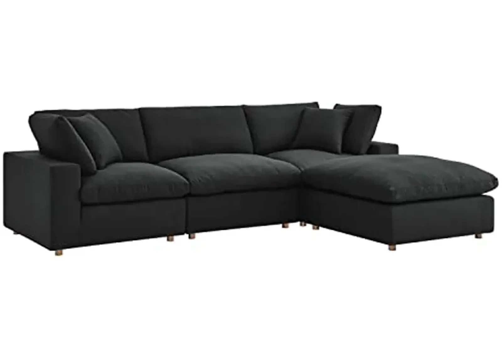 Modway Commix 4-Piece Fabric Down Filled Sectional Sofa Set in Black