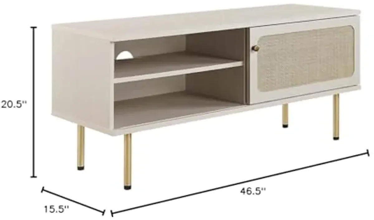 Modway Cambria Rattan and Particleboard TV Stand for TVs up to 47" in White