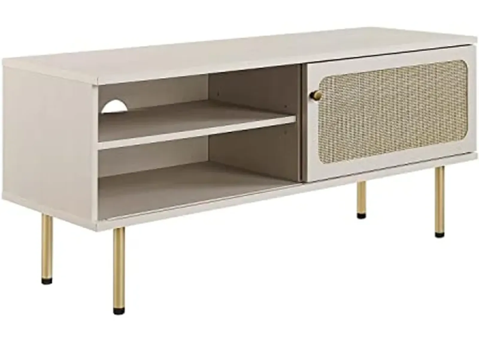 Modway Cambria Rattan and Particleboard TV Stand for TVs up to 47" in White