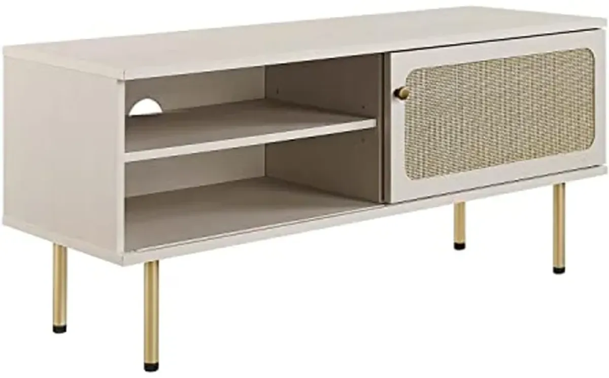 Modway Cambria Rattan and Particleboard TV Stand for TVs up to 47" in White