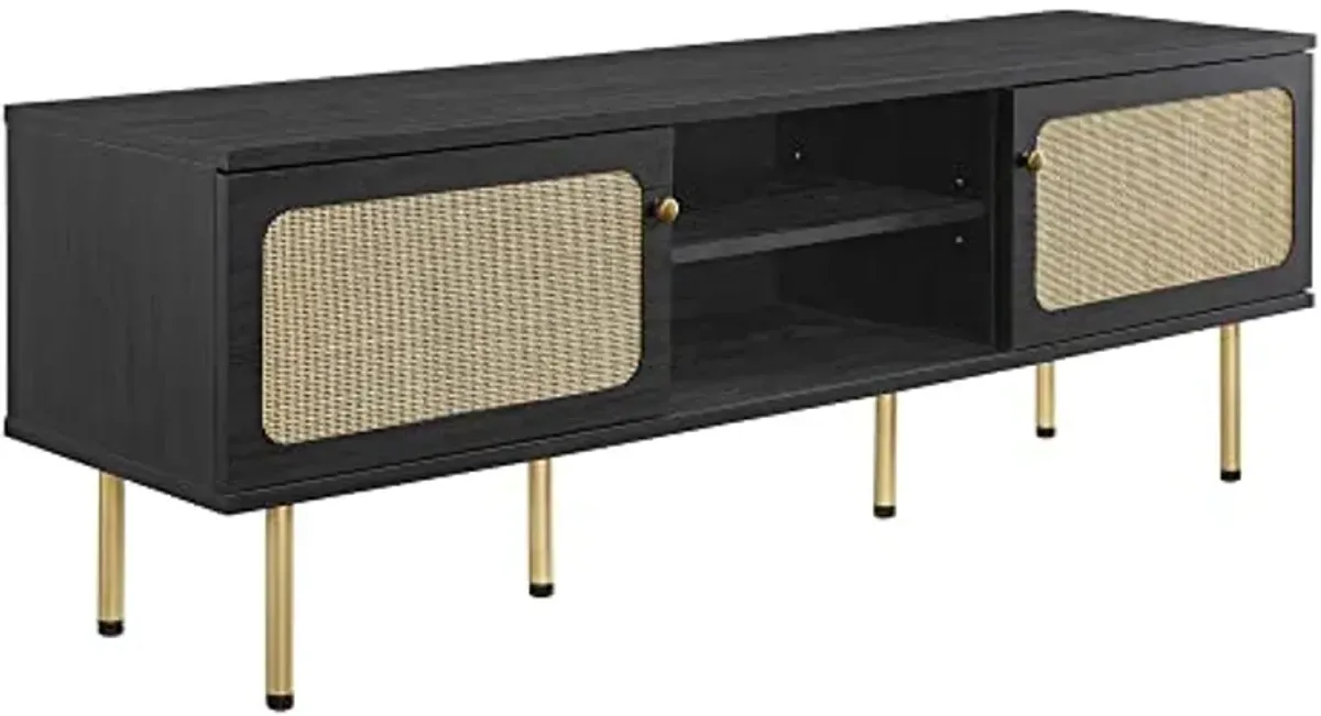 Modway Cambria Rattan and Particleboard TV Stand for TVs up to 60" in Black