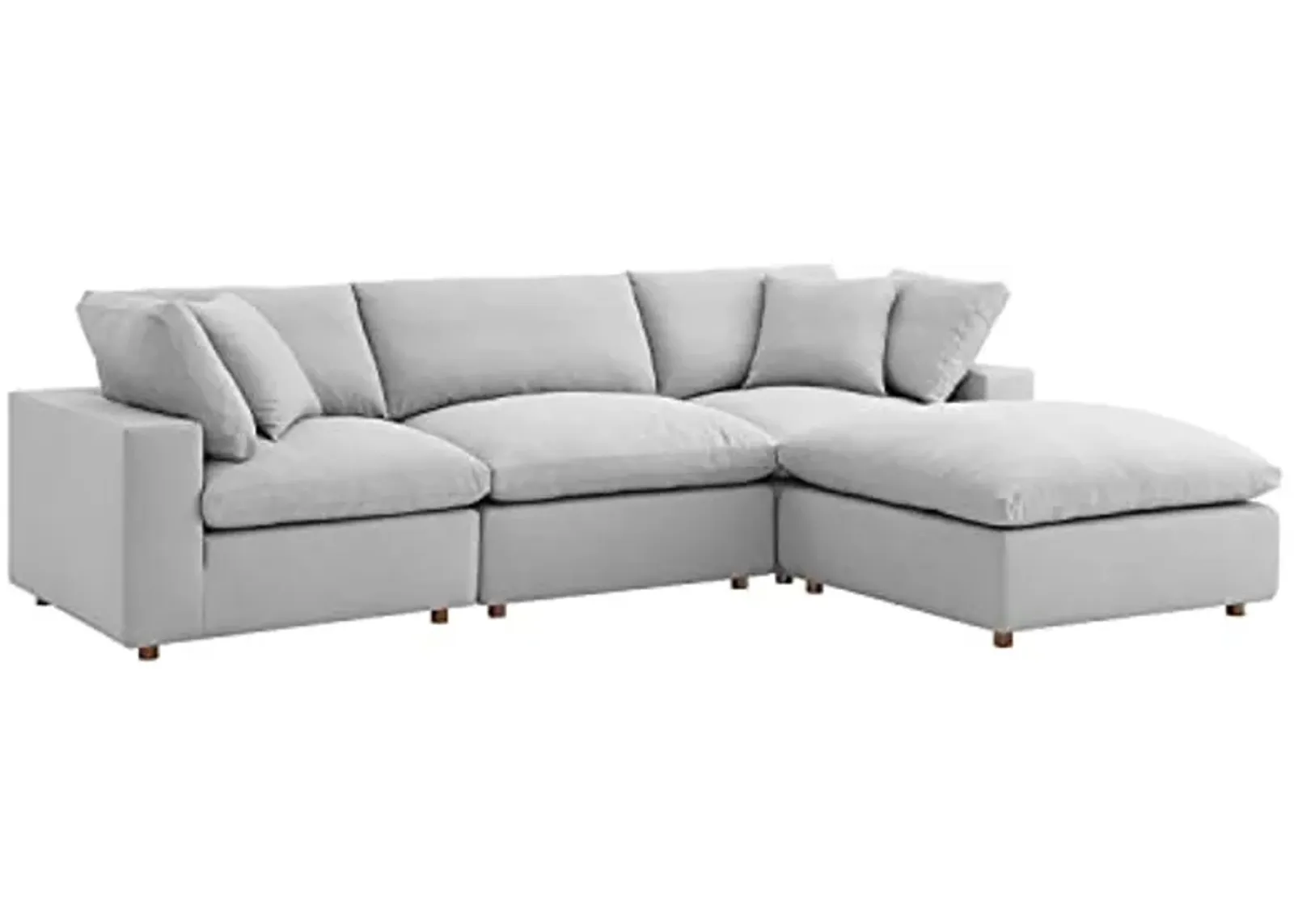 Modway Commix 4-Piece Fabric Down Filled Sectional Sofa Set in Light Gray