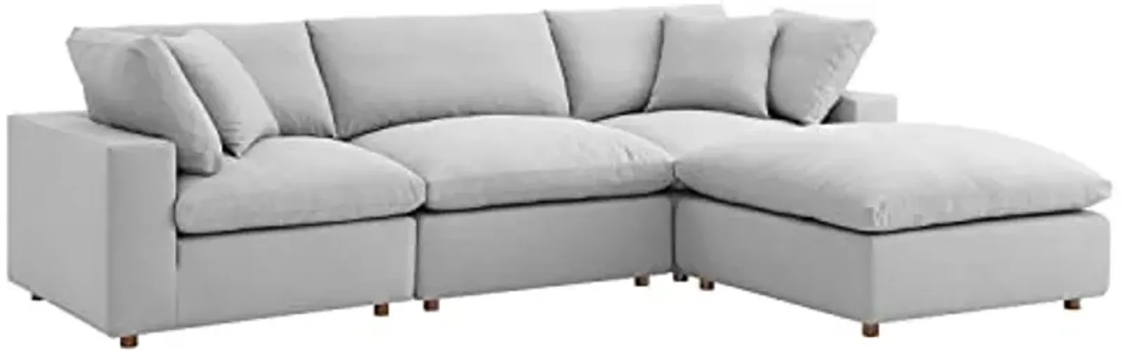 Modway Commix 4-Piece Fabric Down Filled Sectional Sofa Set in Light Gray