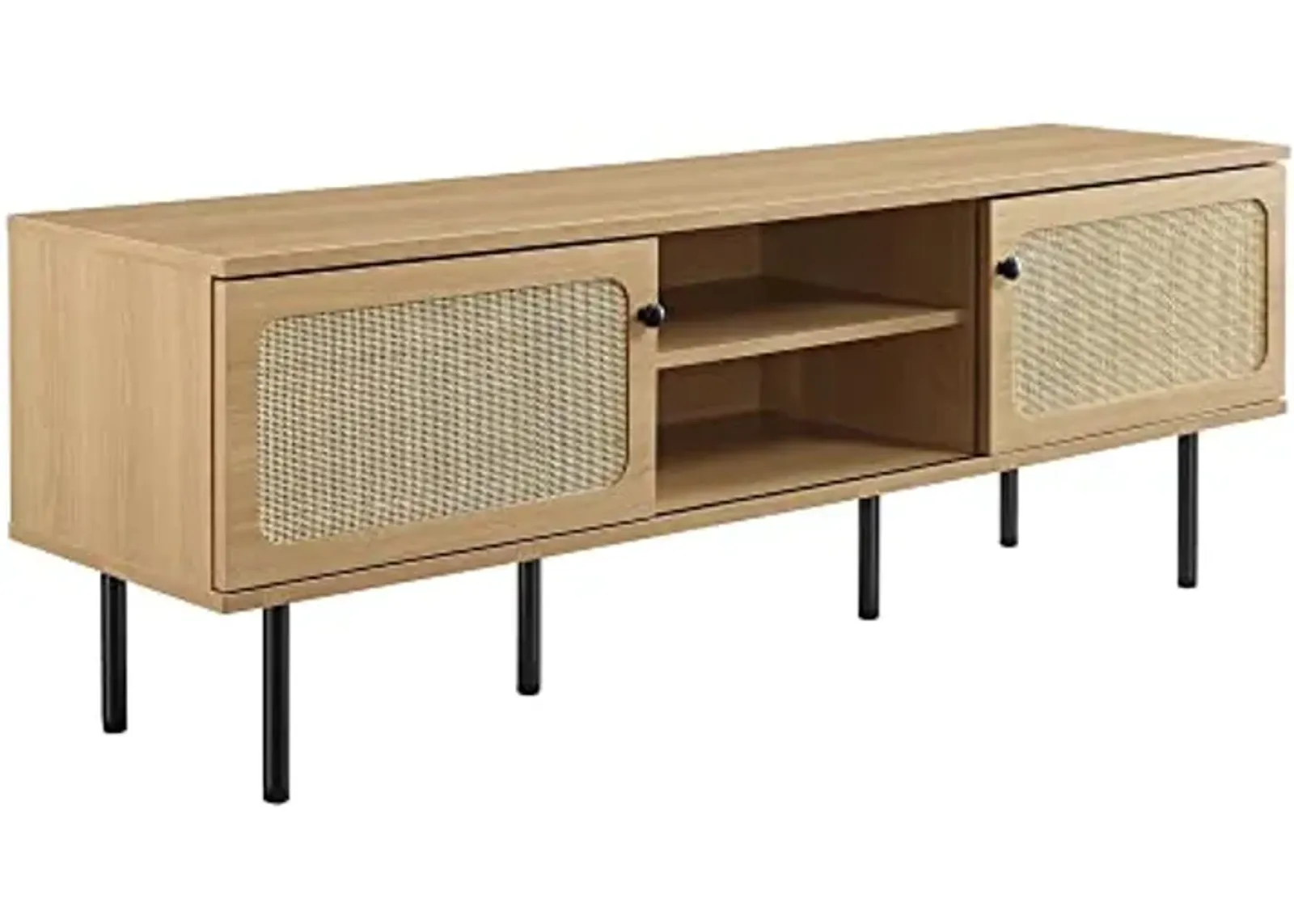 Modway Cambria Rattan and Particleboard TV Stand for TVs up to 60" in Oak