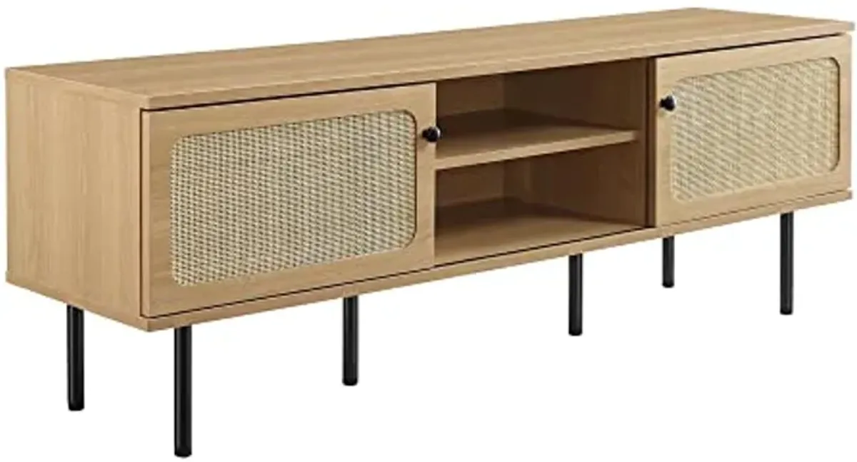 Modway Cambria Rattan and Particleboard TV Stand for TVs up to 60" in Oak