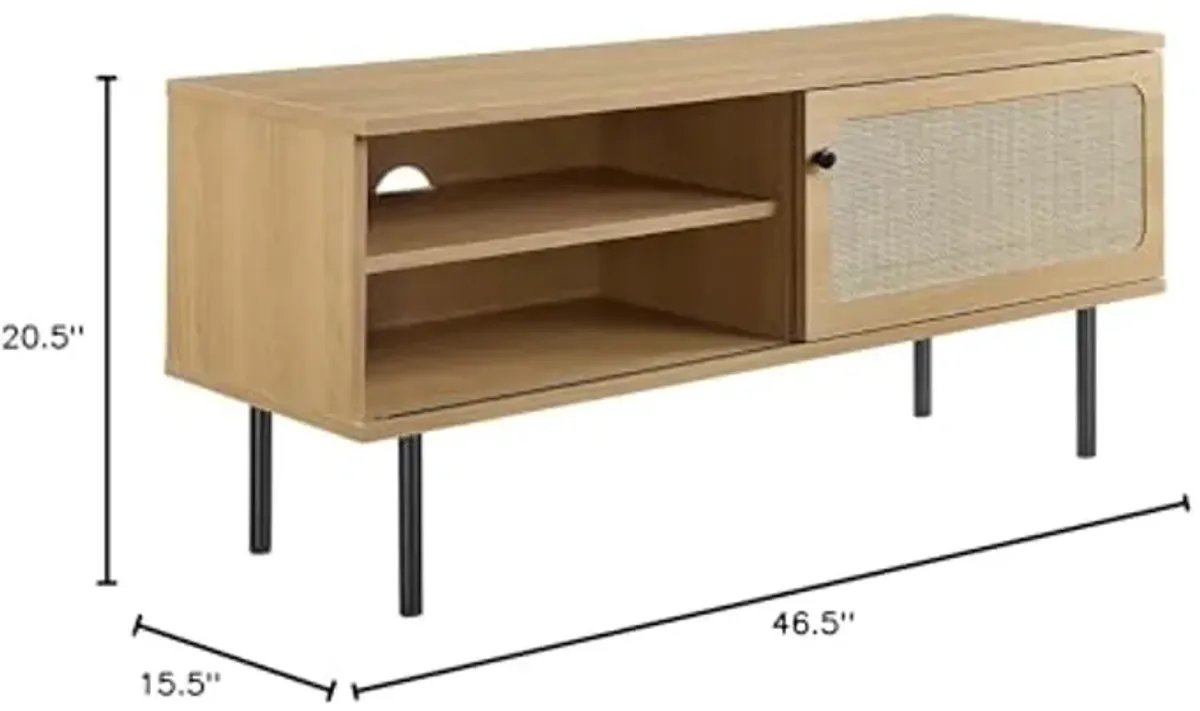 Modway Cambria Rattan and Particleboard TV Stand for TVs up to 47" in Oak