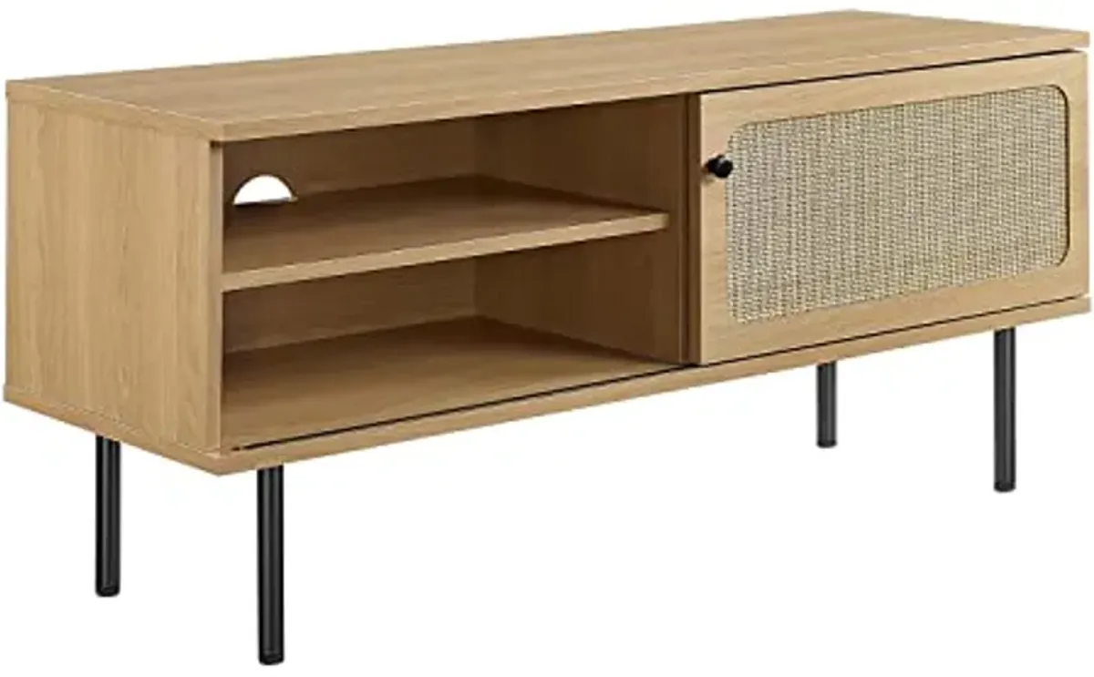 Modway Cambria Rattan and Particleboard TV Stand for TVs up to 47" in Oak