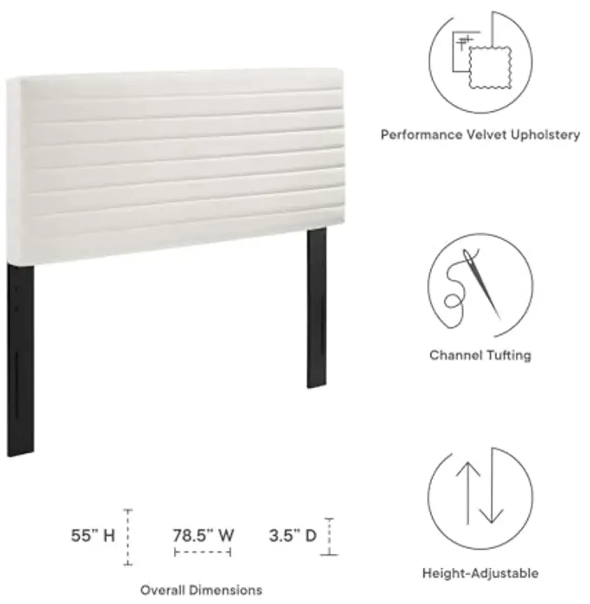 Modway Tranquil Upholstered Wood King/California King Headboard in White