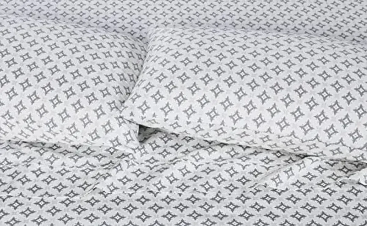 Tahari Home | Fuji Collection | Grey Geometric Polyester Microfiber Sheet Set, Twin, 4 Pieces