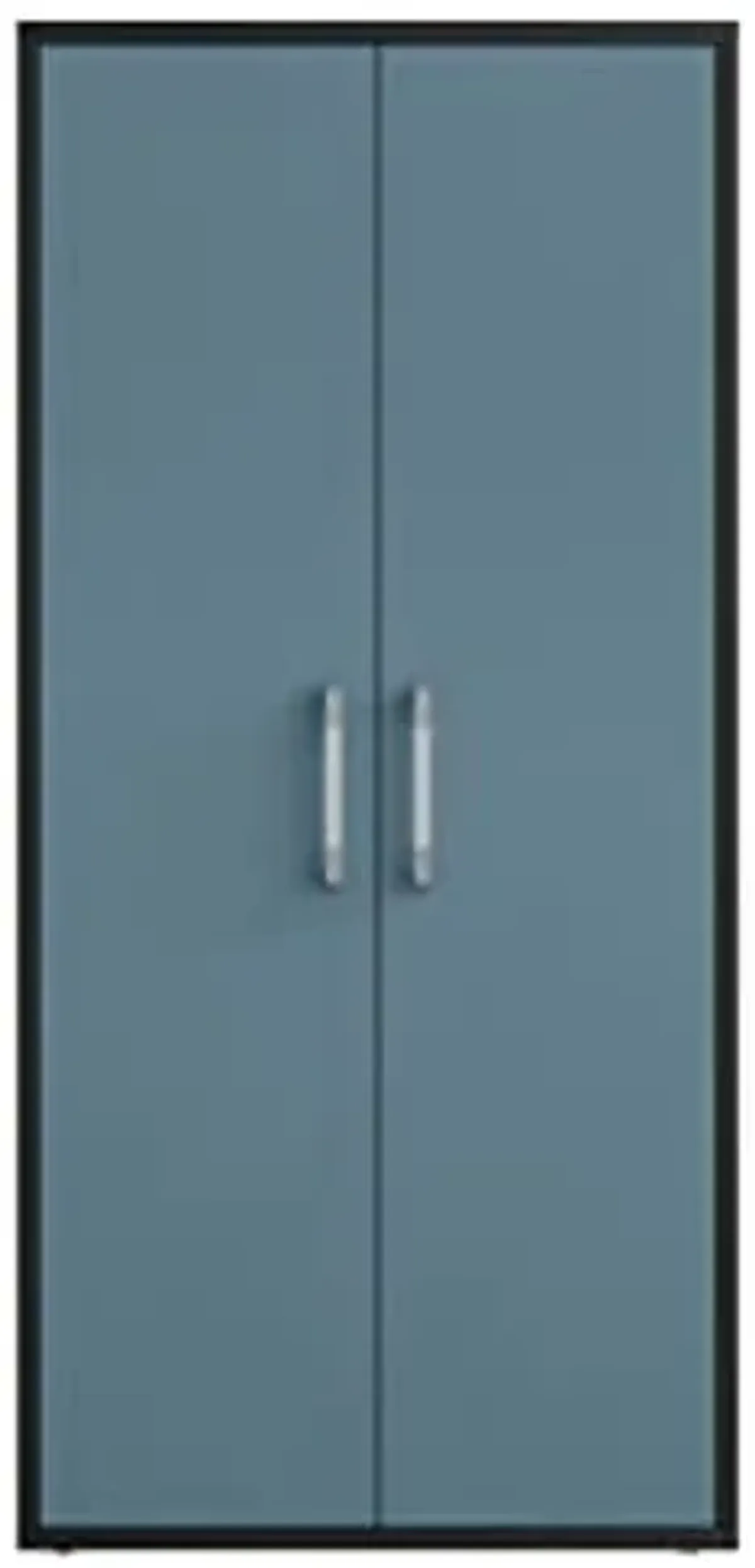 Manhattan Comfort Eiffel 73.43" Tall Garage Cabinet with 4 Adjustable Shelves, Soft Close Doors and Stainless Steel Legs, Wooden Storage for Kitchen Pantry, Office, Laundry and Shop, Blue